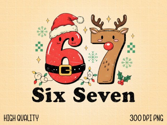 Download Cute 6 7 Christmas Numbers Design PNG - 6 7 Collection
